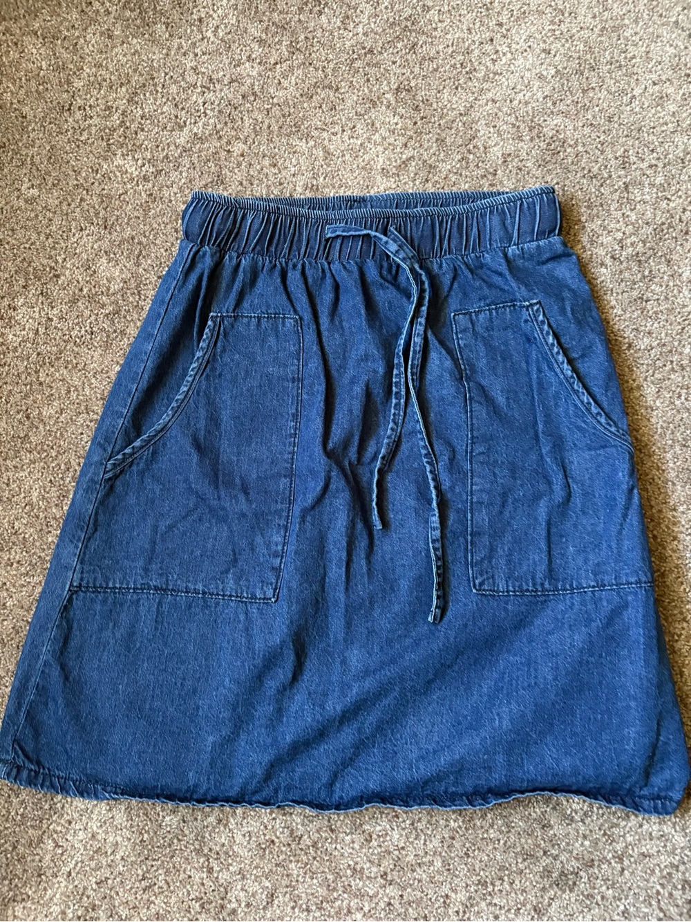 Mikarose Indigo Drawstring A-Line Denim Skirt